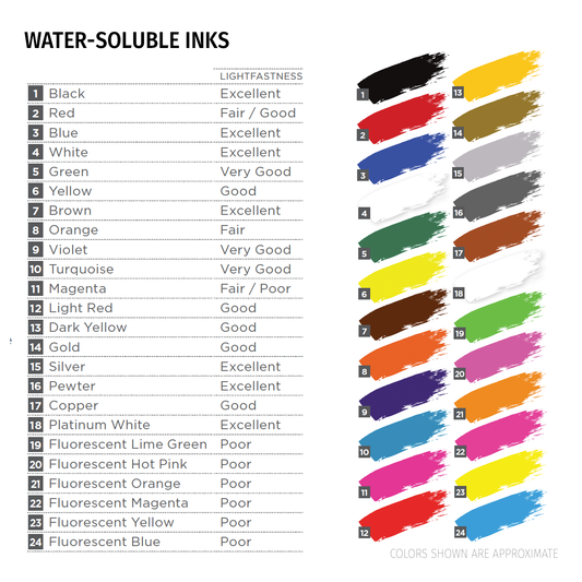 Colour Chart Speedball® Water-Soluble Block Printing Inks - Mona Lisa Artists' Materials Calgary Alberta