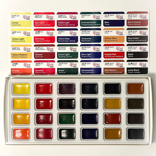 Rosa Studio Watercolor Sets Open 24pc Palette - Mona Lisa Artists' Materials