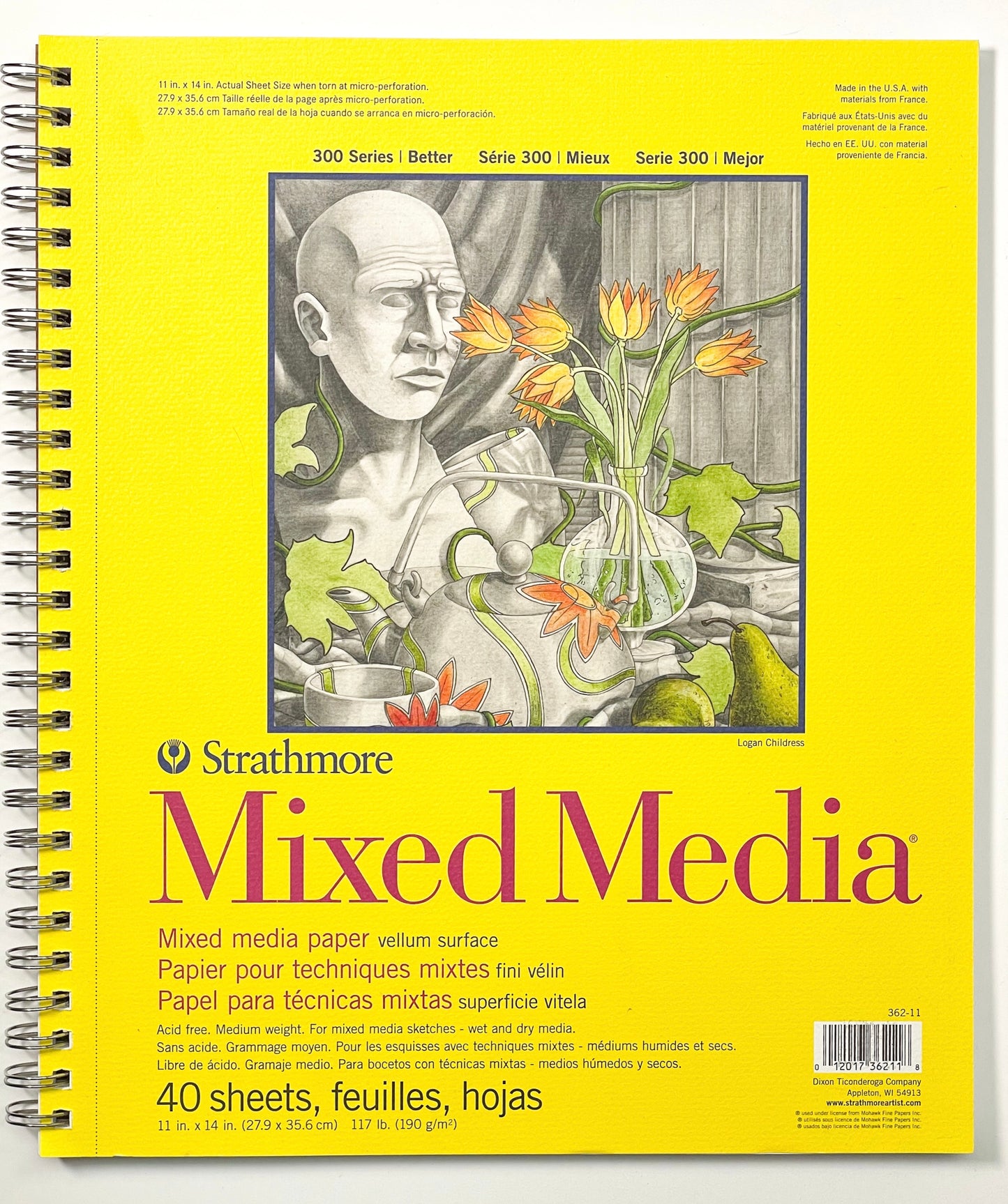 Strathmore 300 Series Mixed Media Sketchbook in size 11"x14"; Mona Lisa Artists' Materials