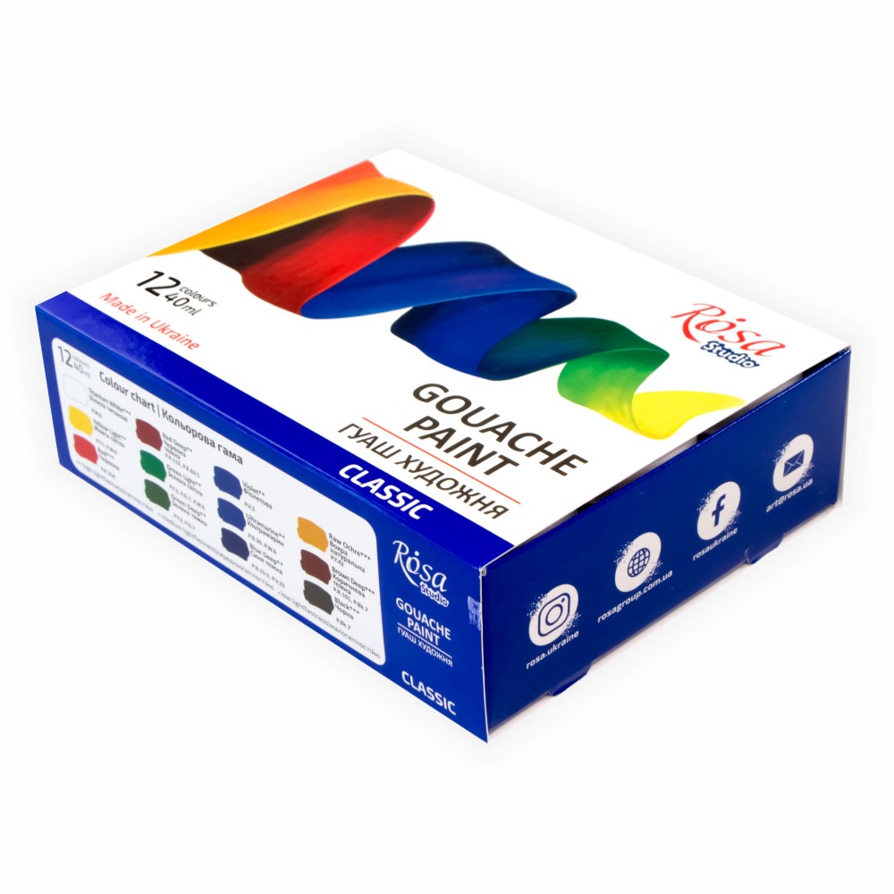 ROSA Studio "Classic" Colours Gouache Paint Sets (9pc & 12pc Sets)