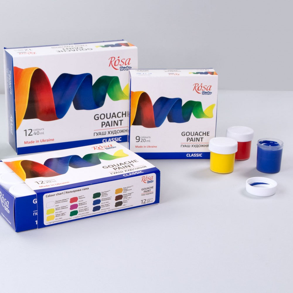 ROSA Studio "Classic" Colours Gouache Paint Sets (9pc & 12pc Sets)