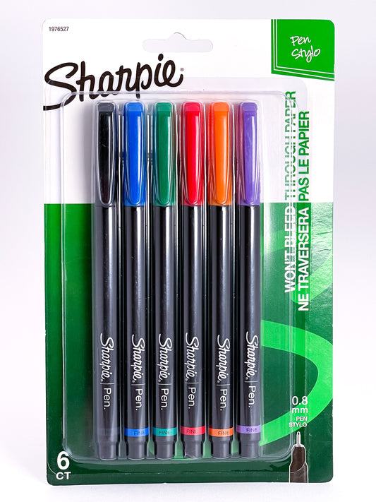 Sharpie® 0.8mm Pens 6-Pack (Black, Blue, Green, Red, Orange, and Purple) - Mona Lisa Artists' Materials Calgary Alberta