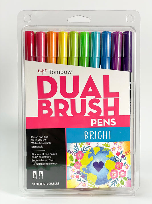 Tombow Dual Brush Pen "Bright" Set (10 Colours) - Mona Lisa Artists' Materials Calgary Alberta