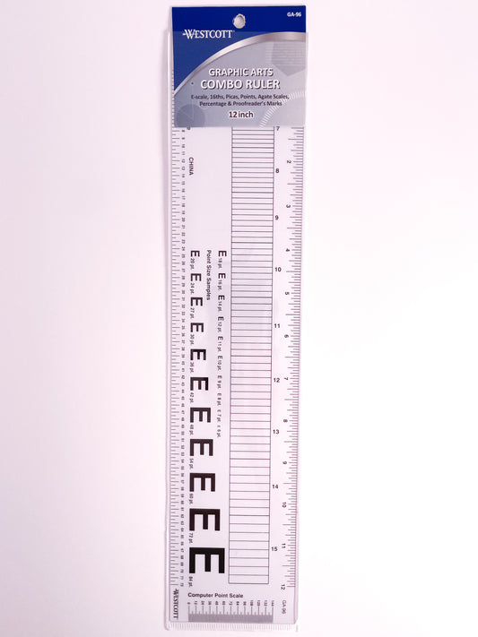 Westcott® 12" Graphic Arts Combo Ruler - Mona Lisa Artists' Materials Calgary Alberta