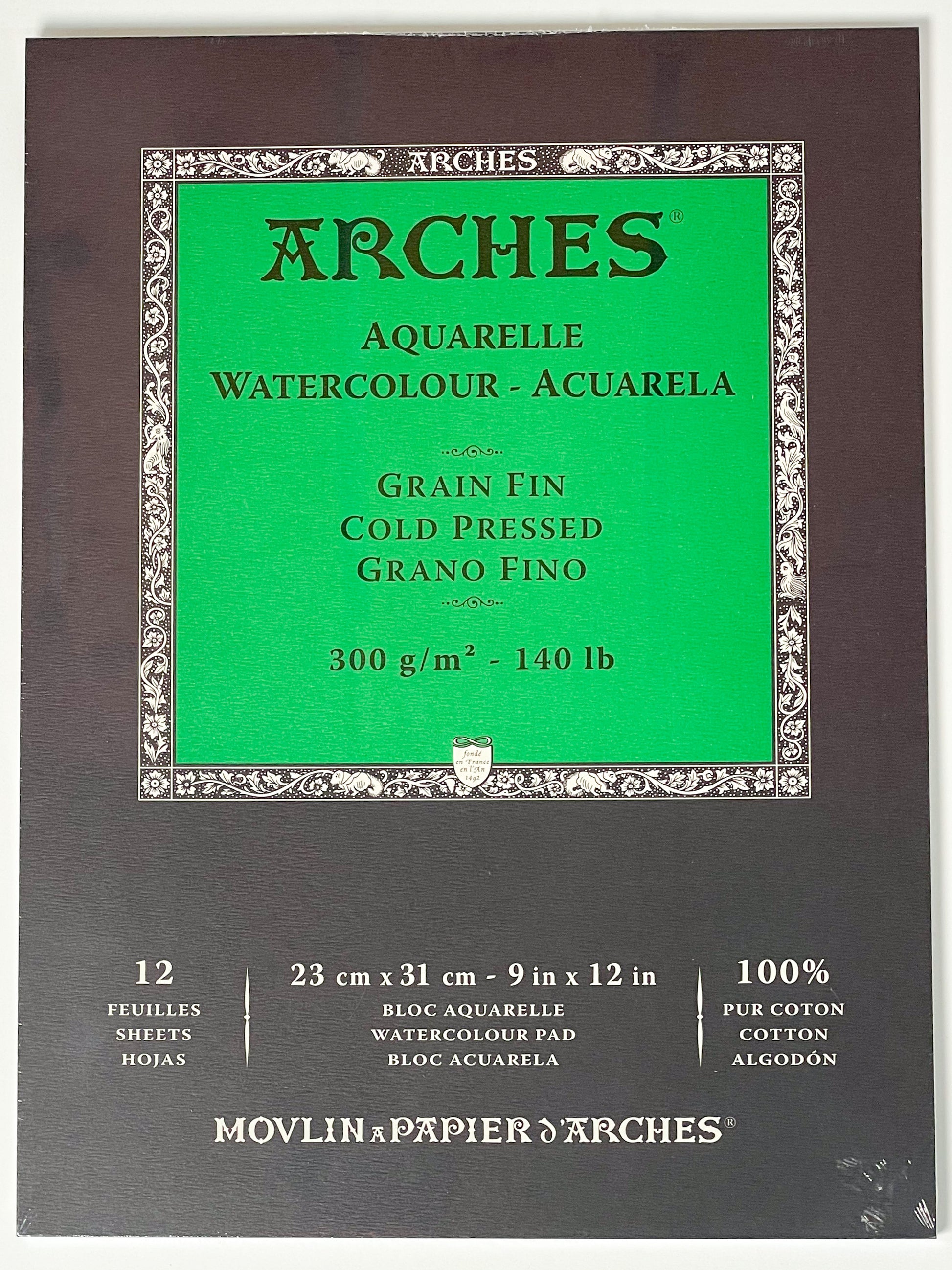 Aquarelle Arches 9 X 12 Watercolor Block Paper 10 Sheets Cold Pressed 300  LB for sale online